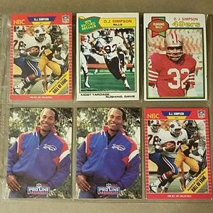 O.J. Simpson lot of 6 NFL cards